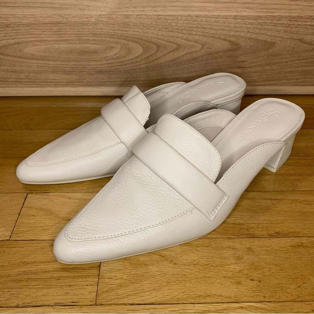 Splendid Women's Loretta Leather Pointed Toe Block Heel Mules - Size 9